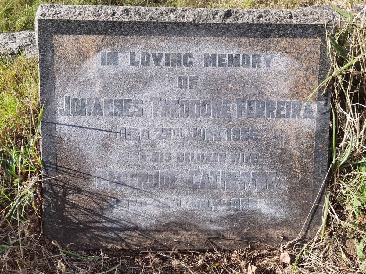 FERREIRA Johannes Theodore -1956 &amp; Gertrude Catherine -1955