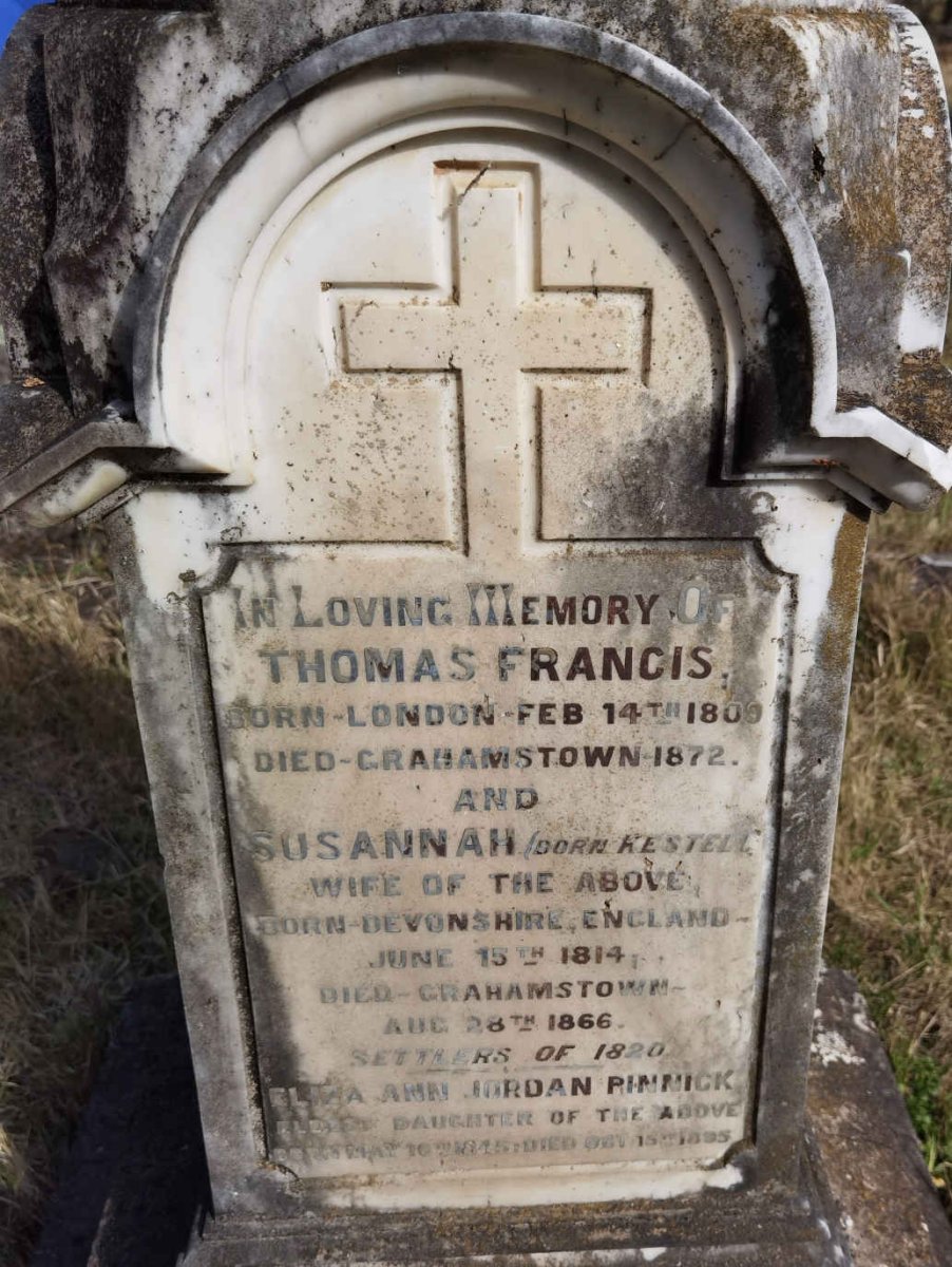 FRANCIS Thomas 1800-1872 &amp; Susannah KESTELL 1814-1866 :: RINNICK Elizabeth Ann Jordan nee FRANCIS 1845-1895