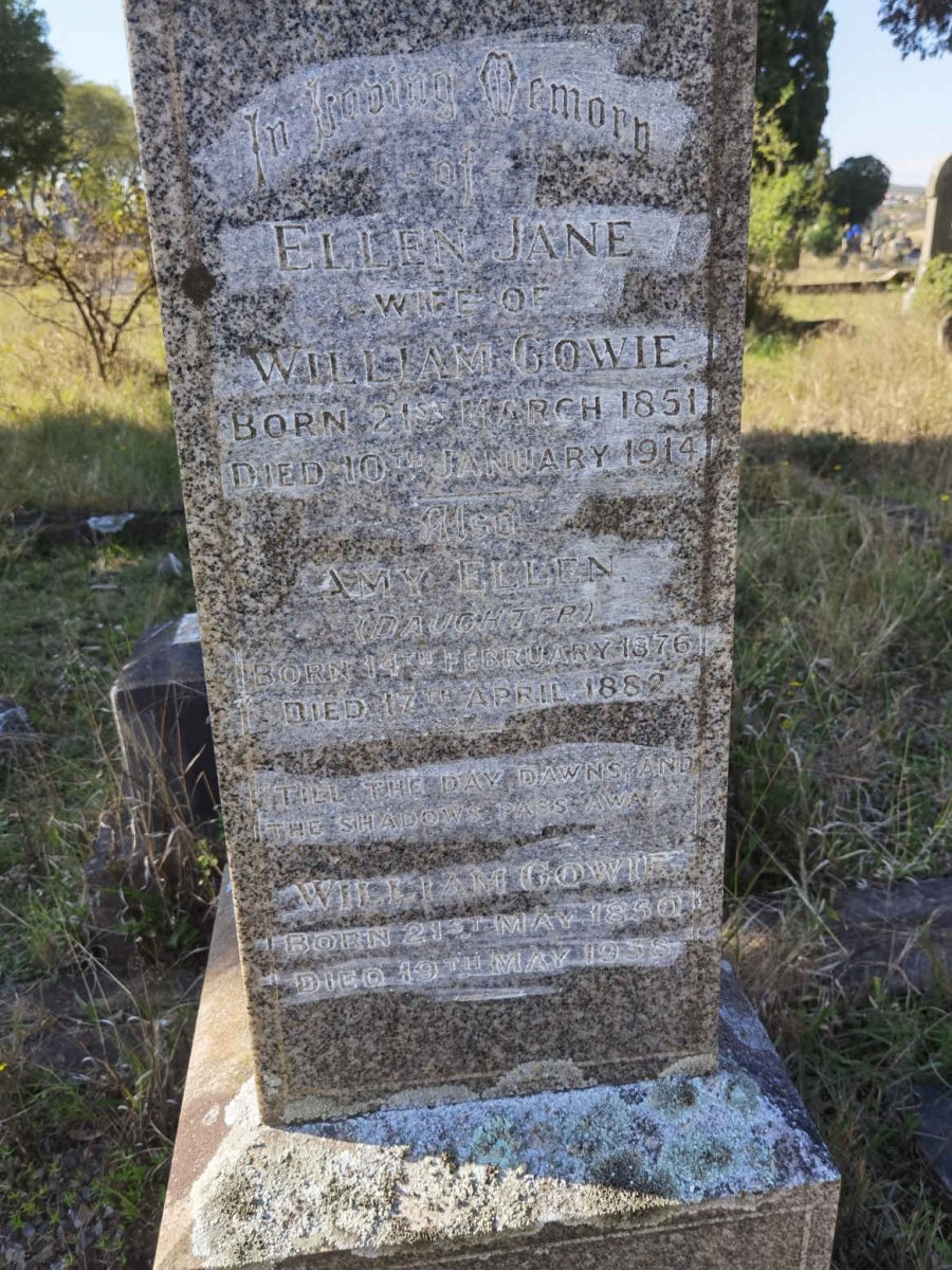 GOWIE William 1850-1938 & Ellen Jane 1851-1914 :: GOWIE Amy Ellen 1876-1882