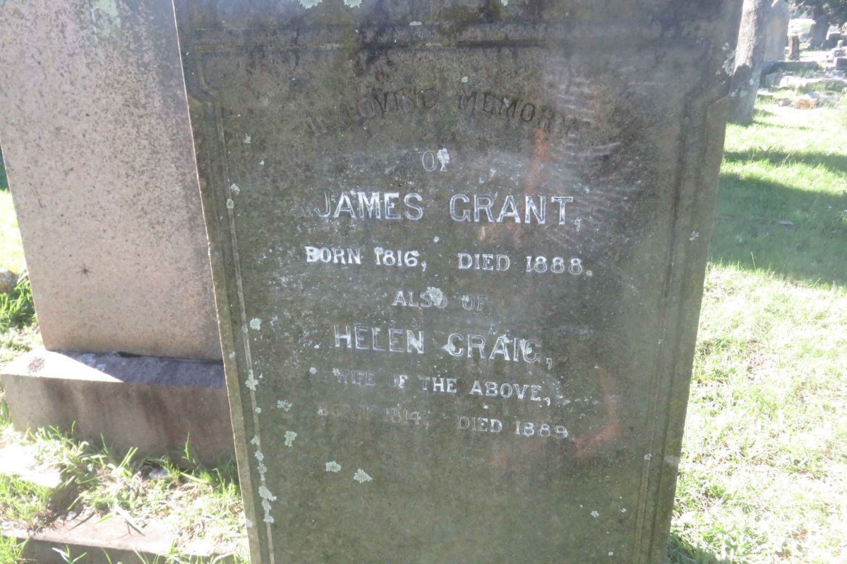 GRANT James 1816-1888 &amp; Helen CRAIG 1814-1889