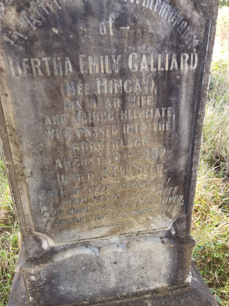 GALLIARD Bertha Emily nee MINGAY -1902