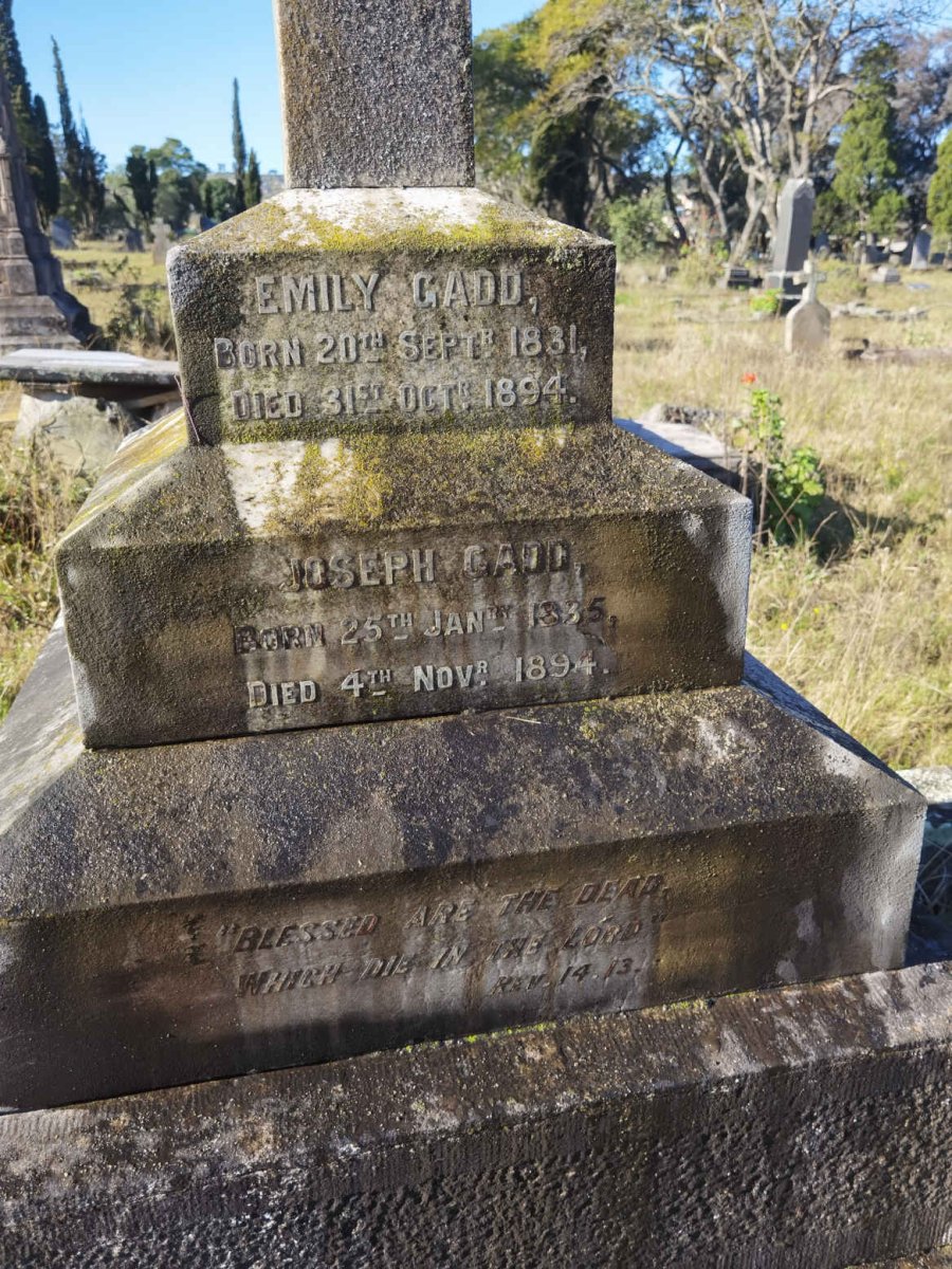 GADD Joseph 1835-1894 &amp; Emily 1831-1894