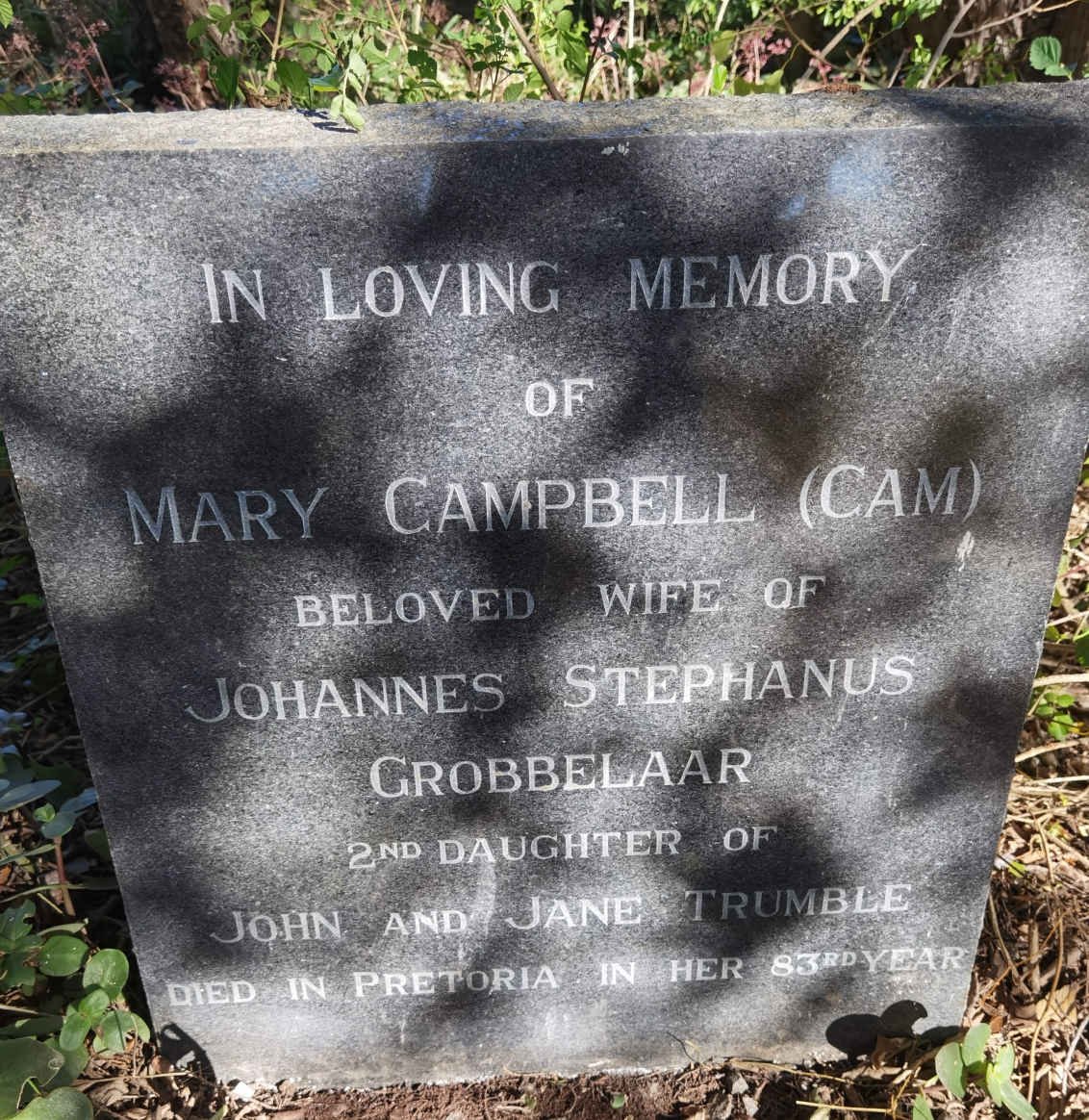 GROBBELAAR Mary Campell nee TRUMBLE