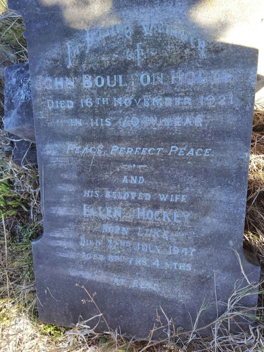 HOCKEY John Boulton -1921 &amp; Ellen LUKE -1947