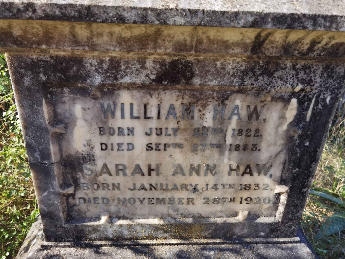 HAW William 1822-1883 &amp; Sarah Ann 1832-1920