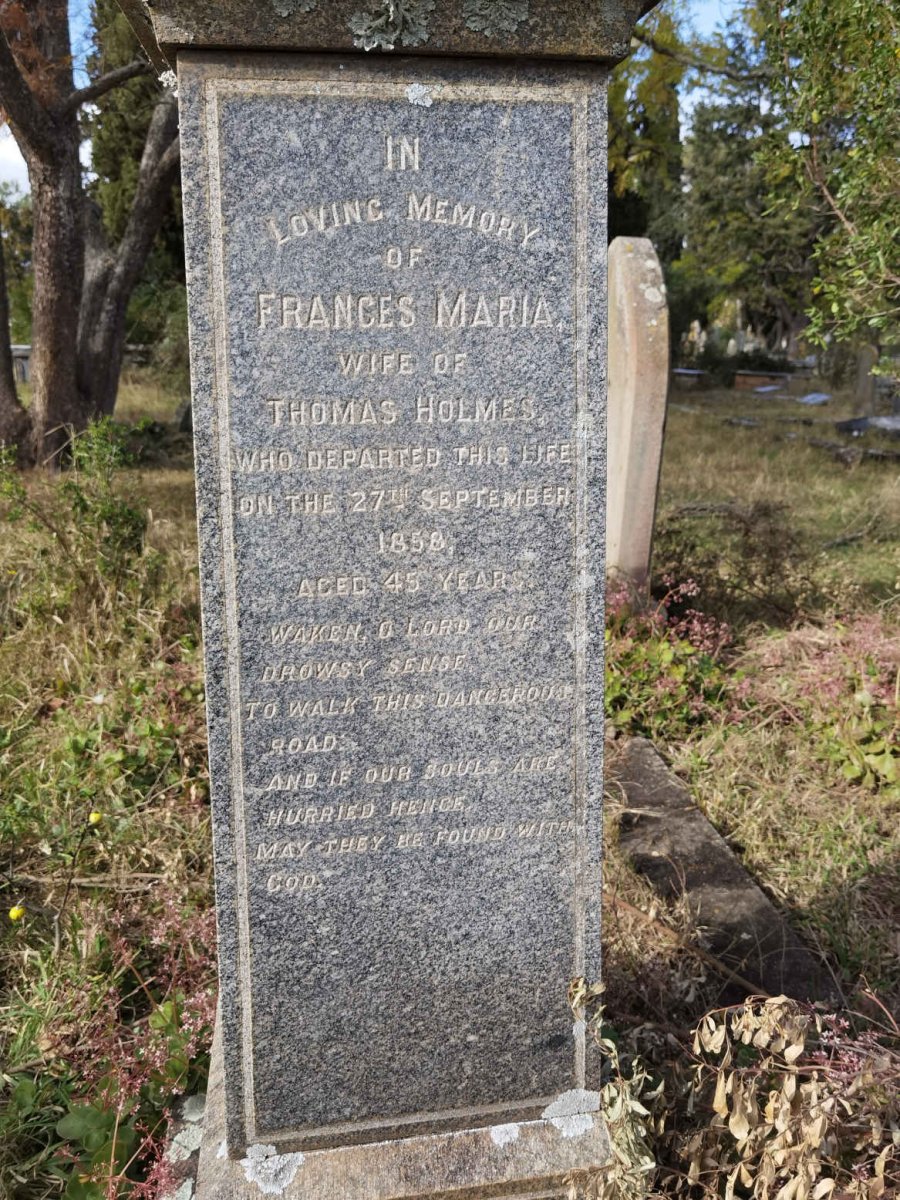 HOLMES Frances Maria -1858