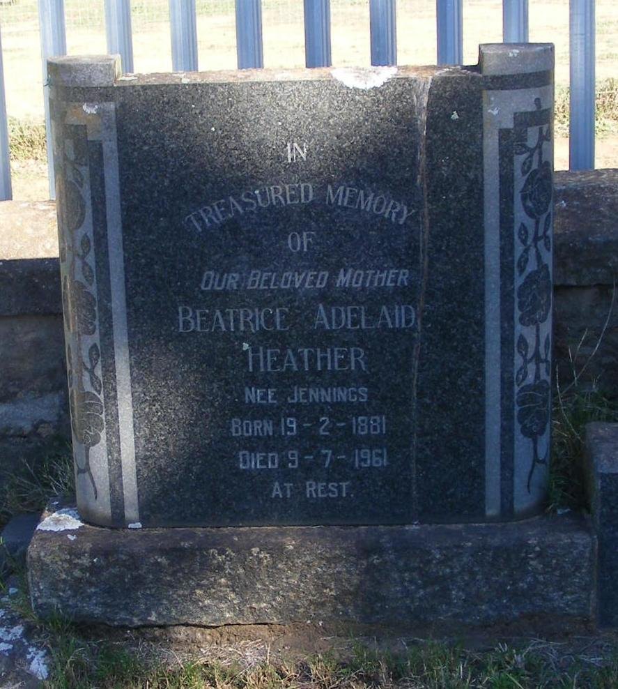 HEATHER Beatrice Adelaide nee JENNINGS 1881-1961