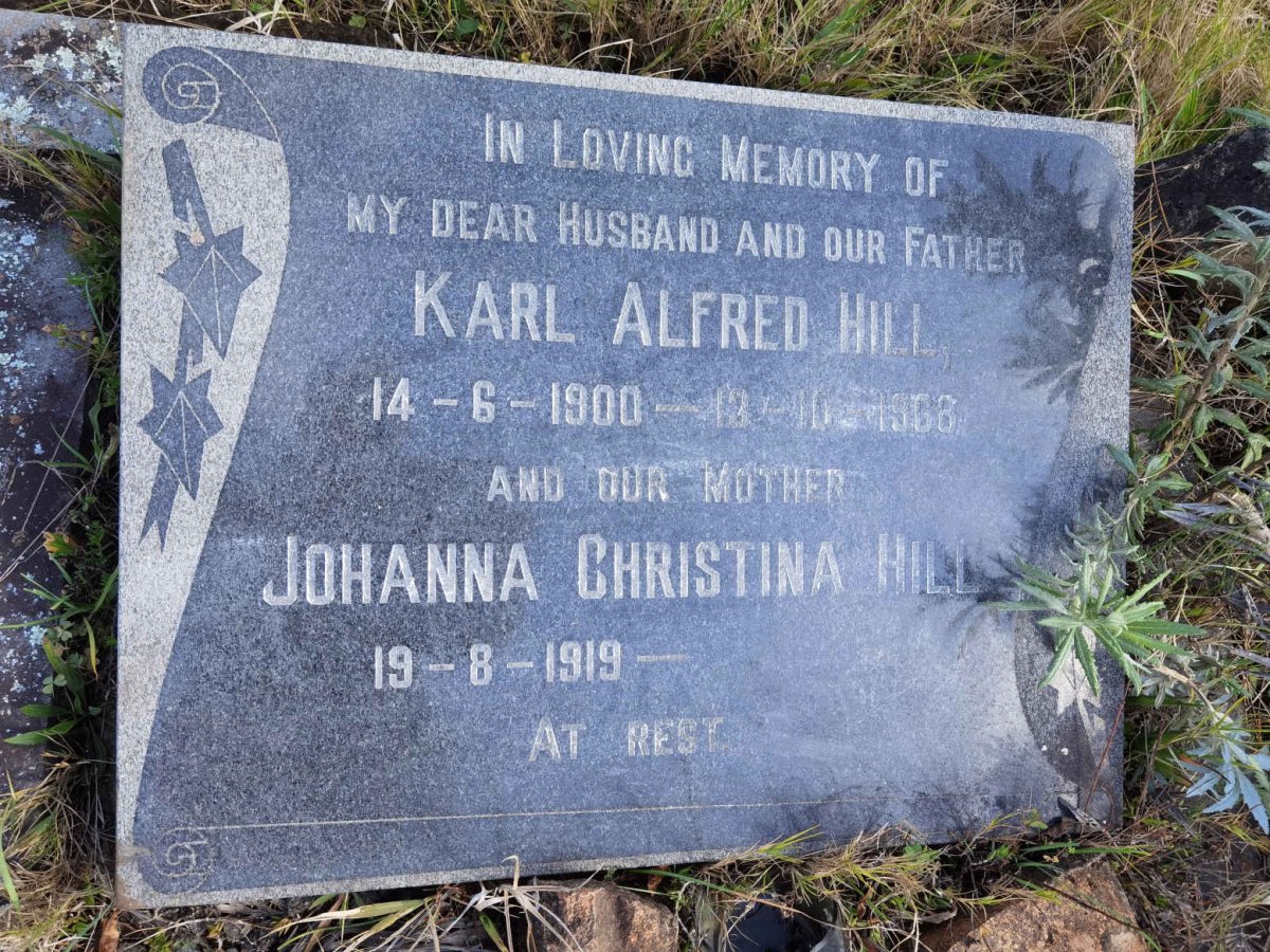HILL Karl Alfred 1900-1966 &amp; Johanna Christina 1919-