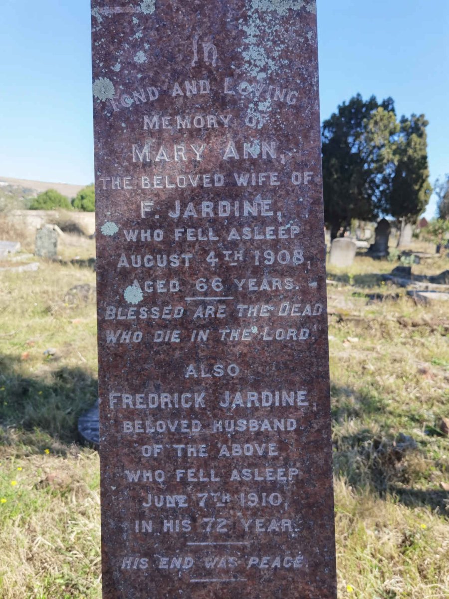 JARDINE Fredrick -1910 &amp; Mary Ann -1908