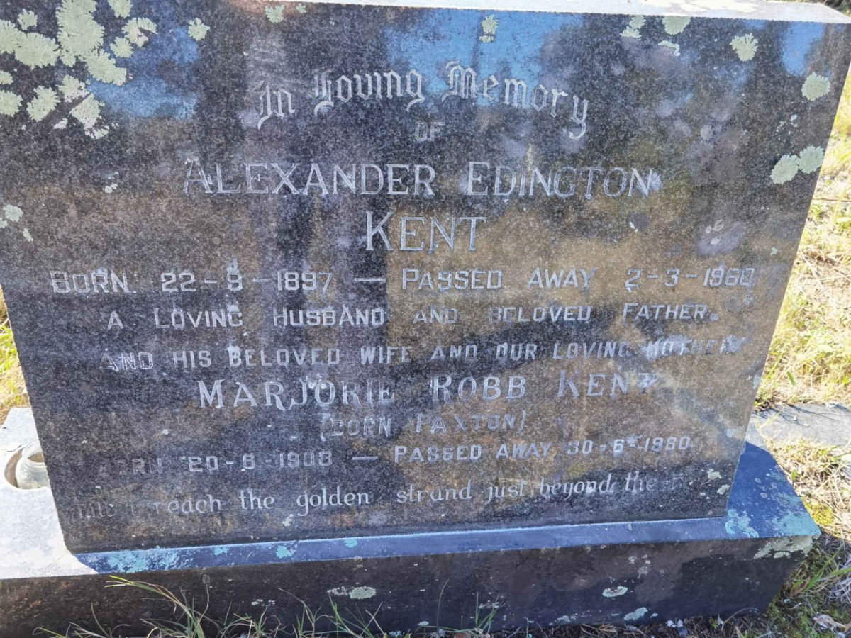 KENT Alexander Edington 1897-1960 & Marjorie Robb PAXTON 1903-1980 