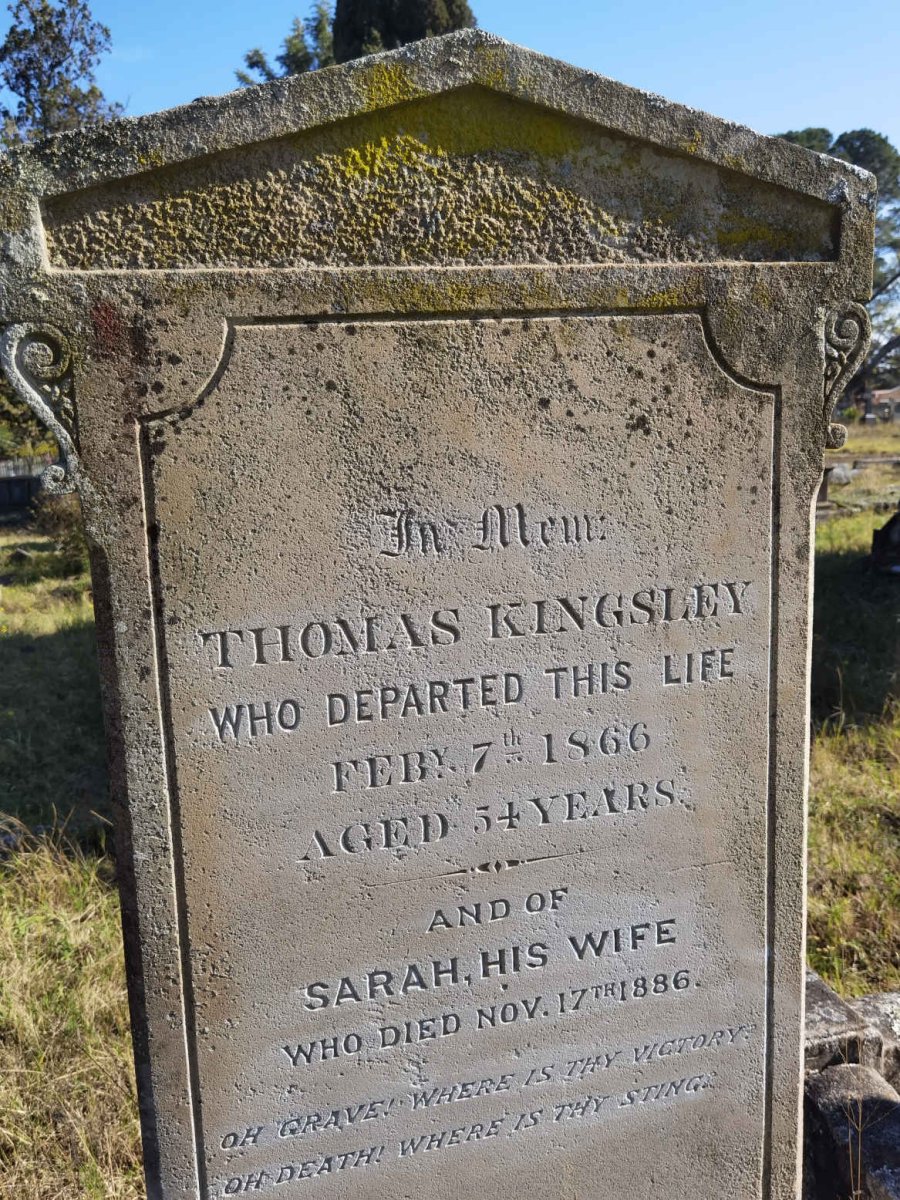 KINGSLEY Thomas -1866 &amp; Sarah -1886