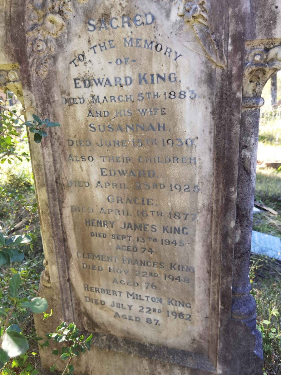 KING Edward -1883 & Susannah -1930 :: KING Edward -1935 :: KING Gracie -1877 :: KING Henry James -1945 :: KING Clement Francis -1948 :: KING Herbert Milton -1962