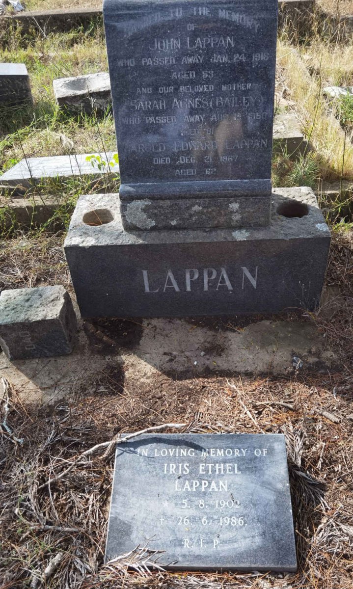LAPPAN John -1916 &amp; Sarah Agnes BAILEY -1950 :: LAPPAN Harold Edward -1967