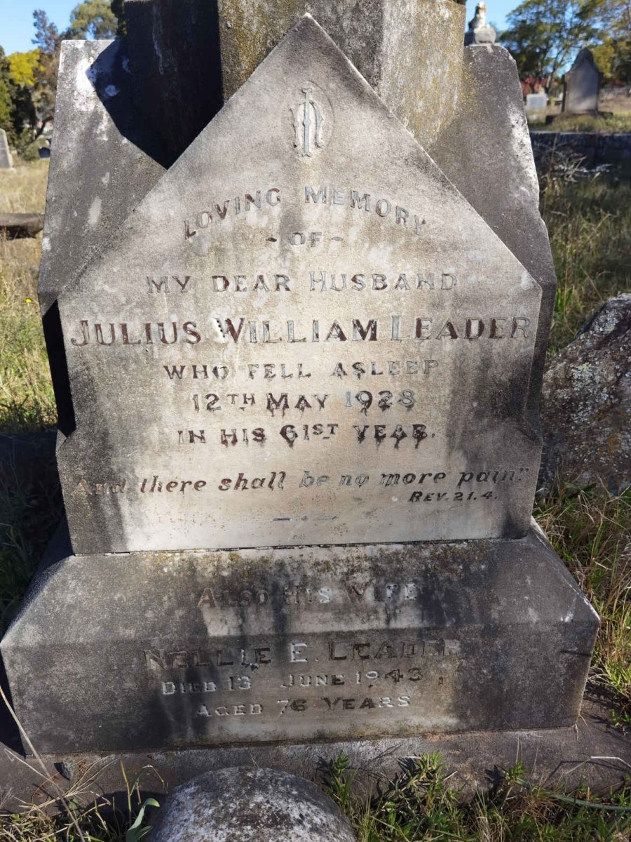 LEADER Julius William -1928 &amp; Nellie E. -1943
