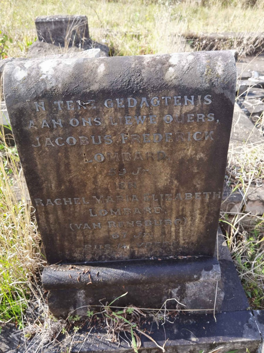 LOMBARD Jacobus Frederick  &amp; Rachel Maria Elizabeth VAN RENSBURG 