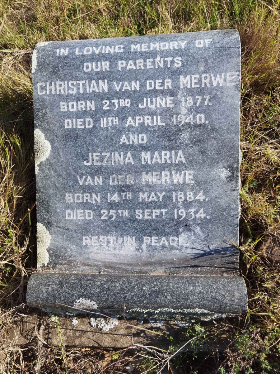 MERWE Christian, van der 1877-1940 &amp; Jezina Maria 1884-1934