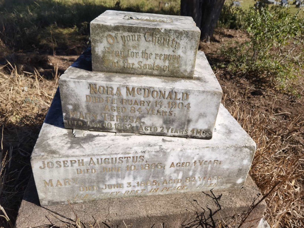 MCDONALD Nora -1904 :: MCDONALD Mary -1865 :: MCDONALD Mary Teresa -1852 :: MCDONALD Joseph Augustus -1856