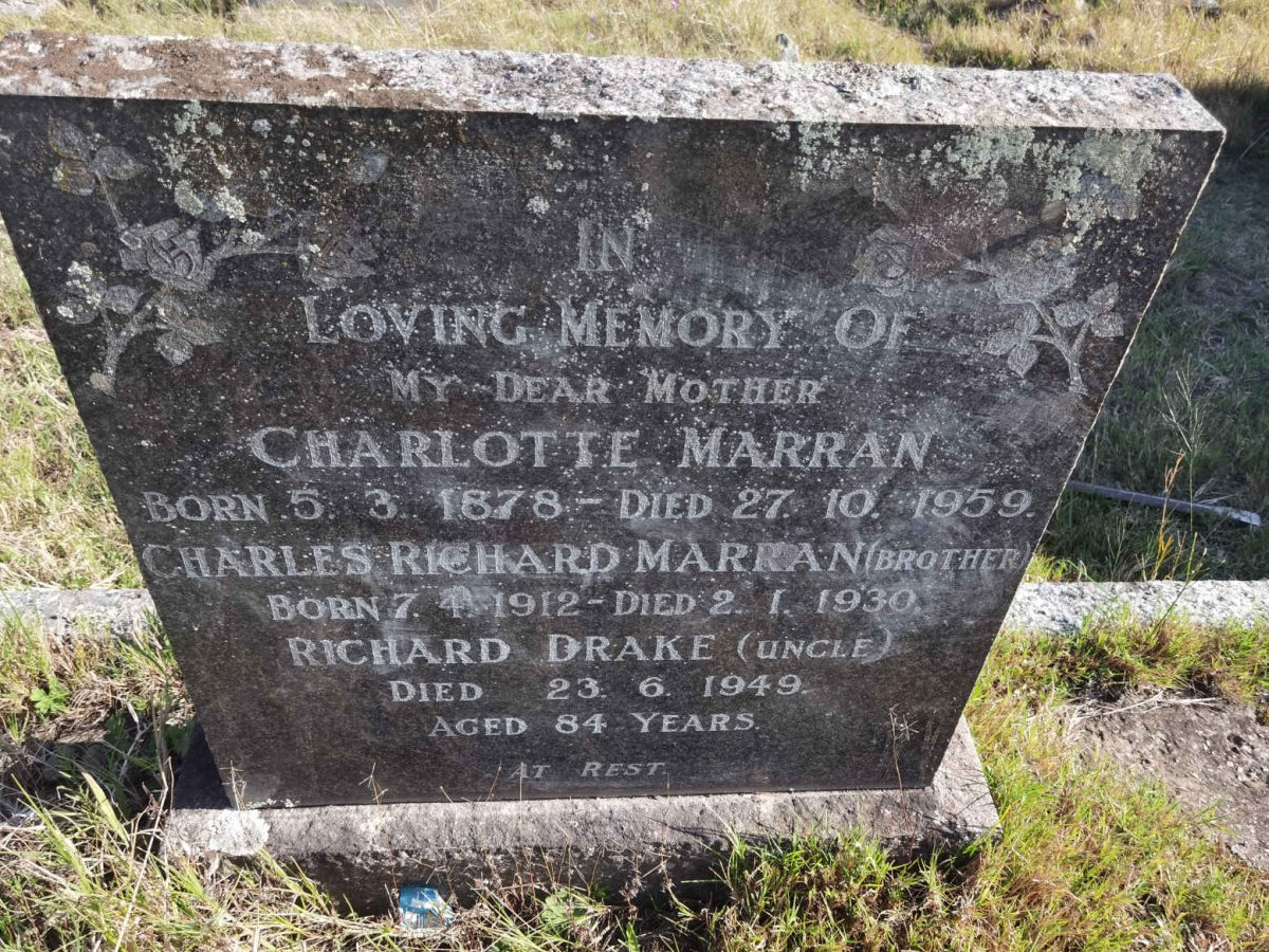 MARRAN Charlotte 1878-1959 :: MARRAN Charles Richard 1912-1930 :: DRAKE Richard -1949