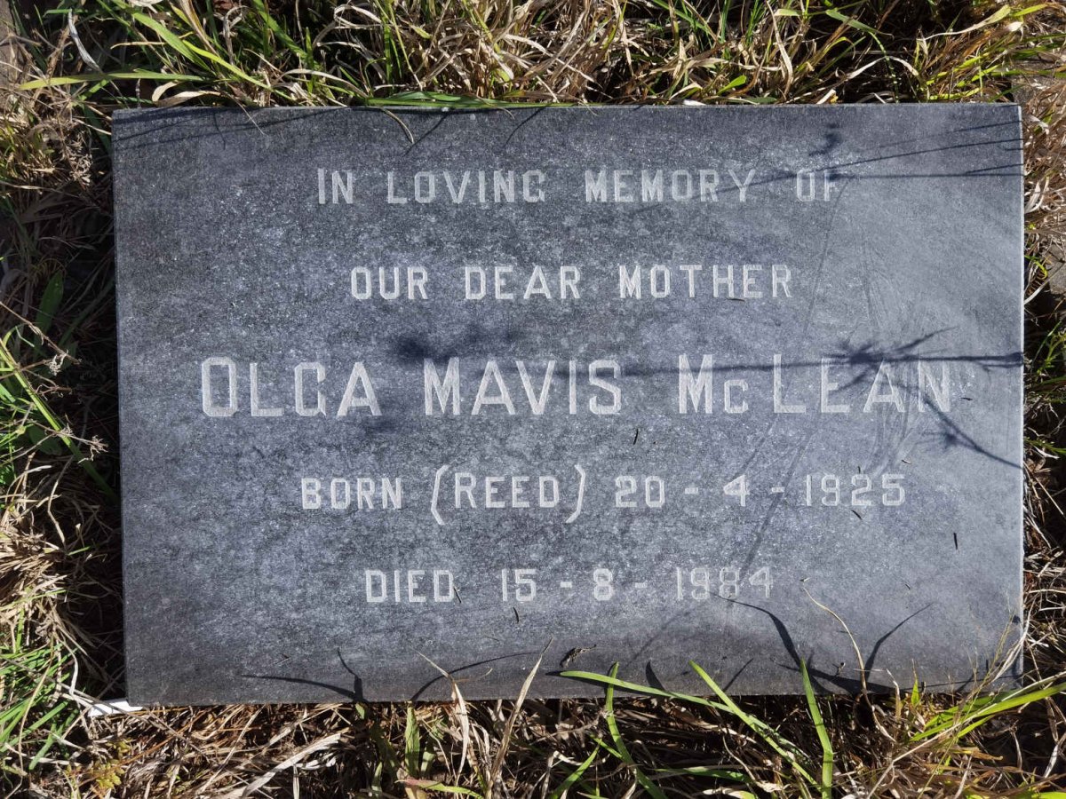 MCLEAN Olga Mavis nee REED 1925-1984