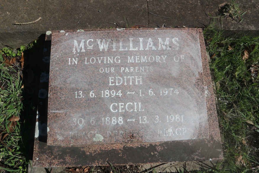 McWILLIAMS Cecil 1888-1981 &amp; Edith 1894-1974