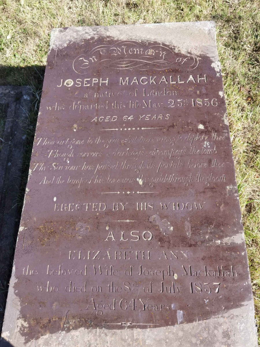 MACKALLAH Joseph -1856 &amp; Elizabeth Ann -1857