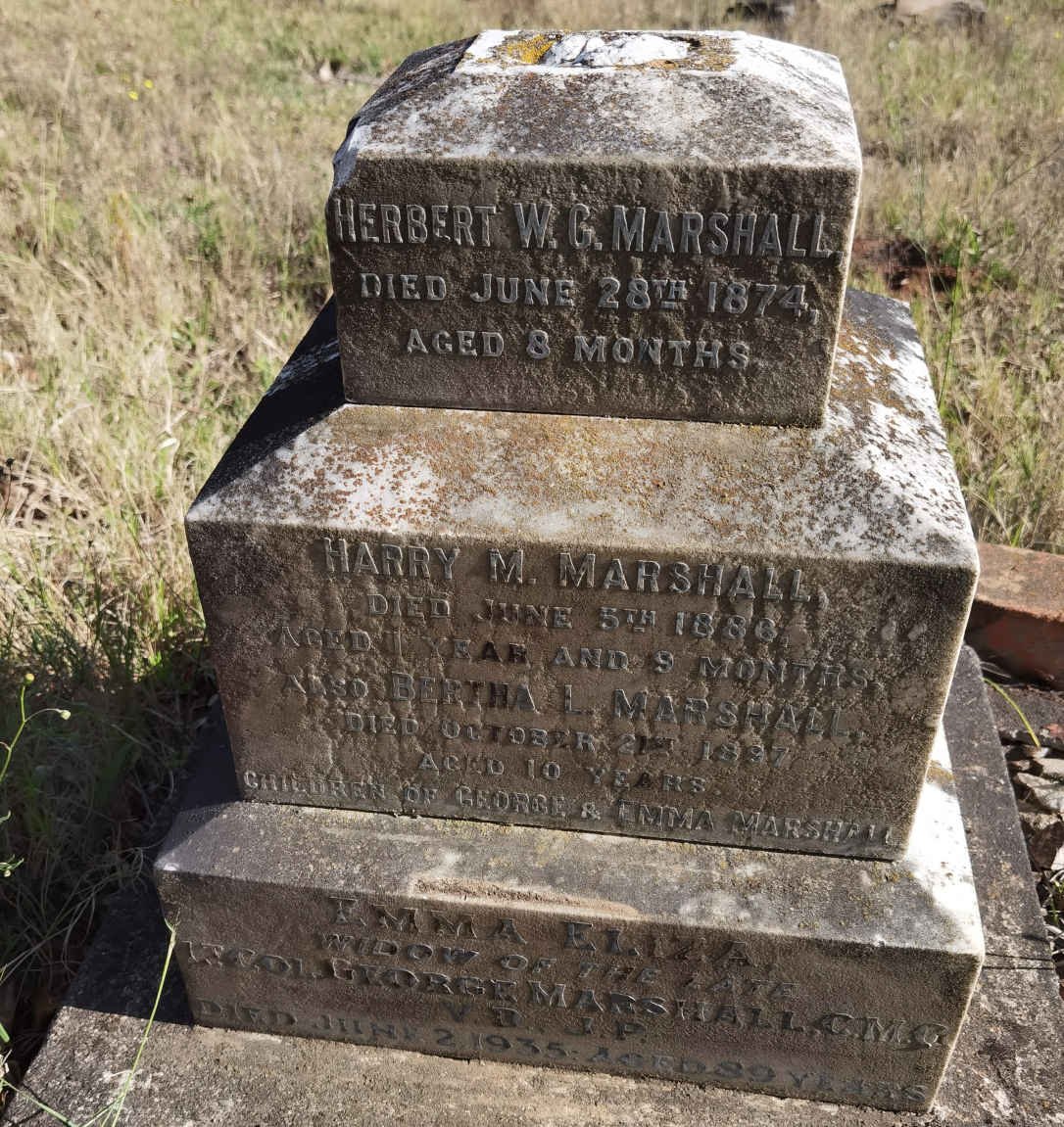 MARSHALL Herbert W.B. -1874 :: MARSHALL Harry M. -1888 :: MARSHALL Bertha L. -1897 :: MARSHALL Emma Eliza -1935