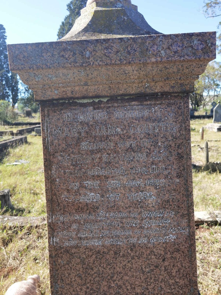 MATTHEWS Mary Jane nee COUTTS -1888