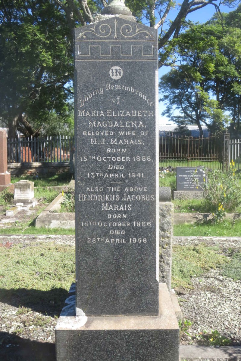 MARAIS Hendrikus Jacobus 1866-1958 &amp; Maria Elizabeth Magdalena 1866-1941