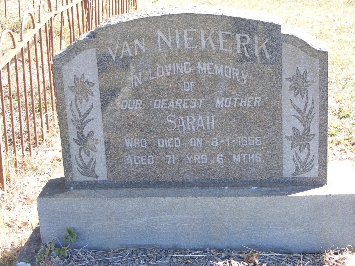 NIEKERK Sarah, van -1958
