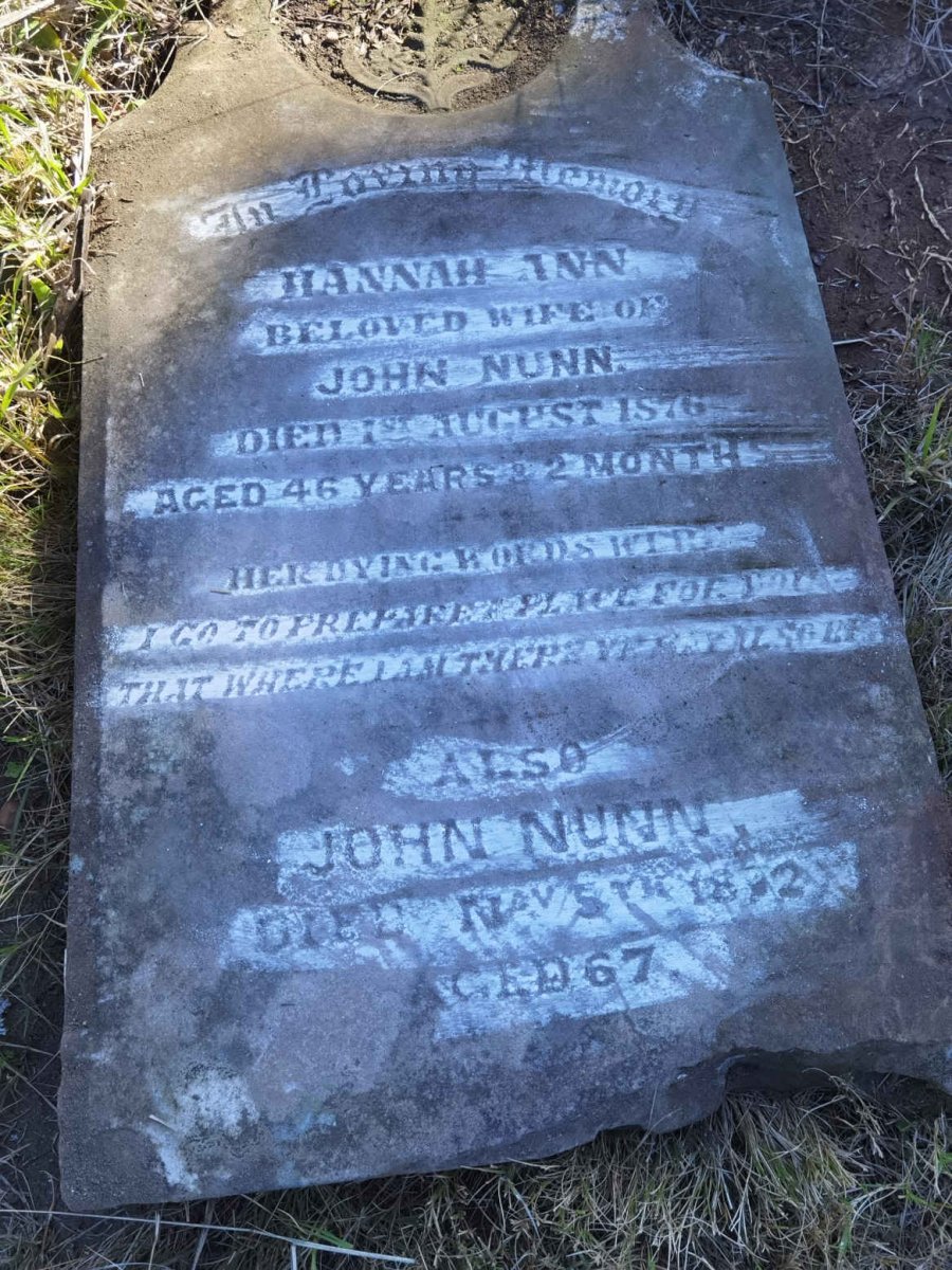 NUNN John –1892 &amp; Hannah Ann -1876