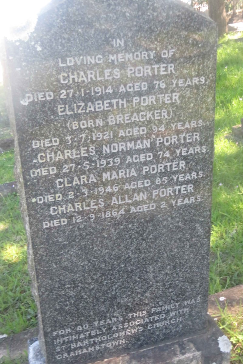 PORTER Charles -1914 &amp; Elizabeth BREACKER -1921 :: PORTER Charles Norman -1939 :: PORTER Clara Maria -1946 :: PORTER Charles Allan -1864