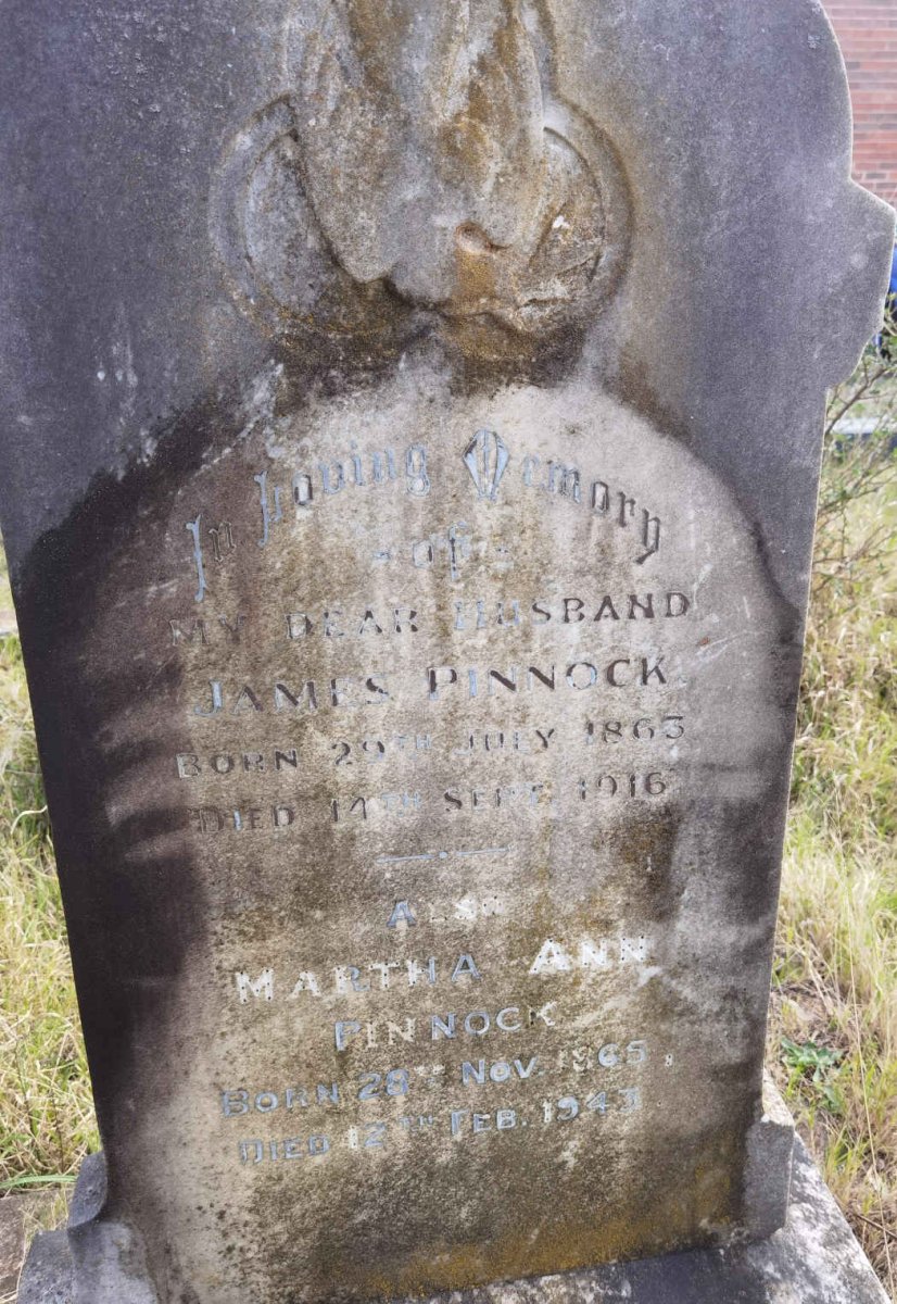 PINNOCK James 1863-1916 &amp; Martha Ann 1865-1943