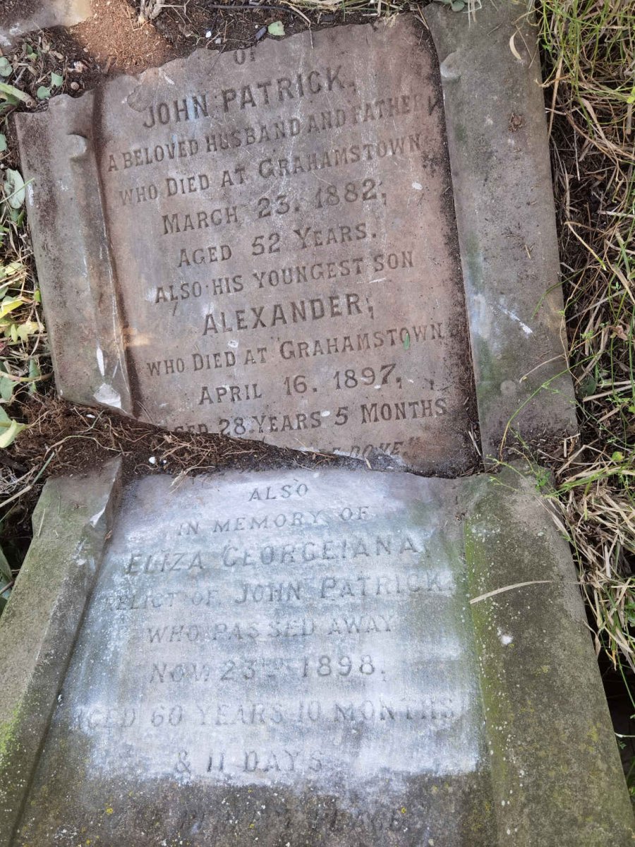 PATRICK John -1882 :: PATRICK Alexander -1897 :: PATRICK Eliza Georgeiana -1898