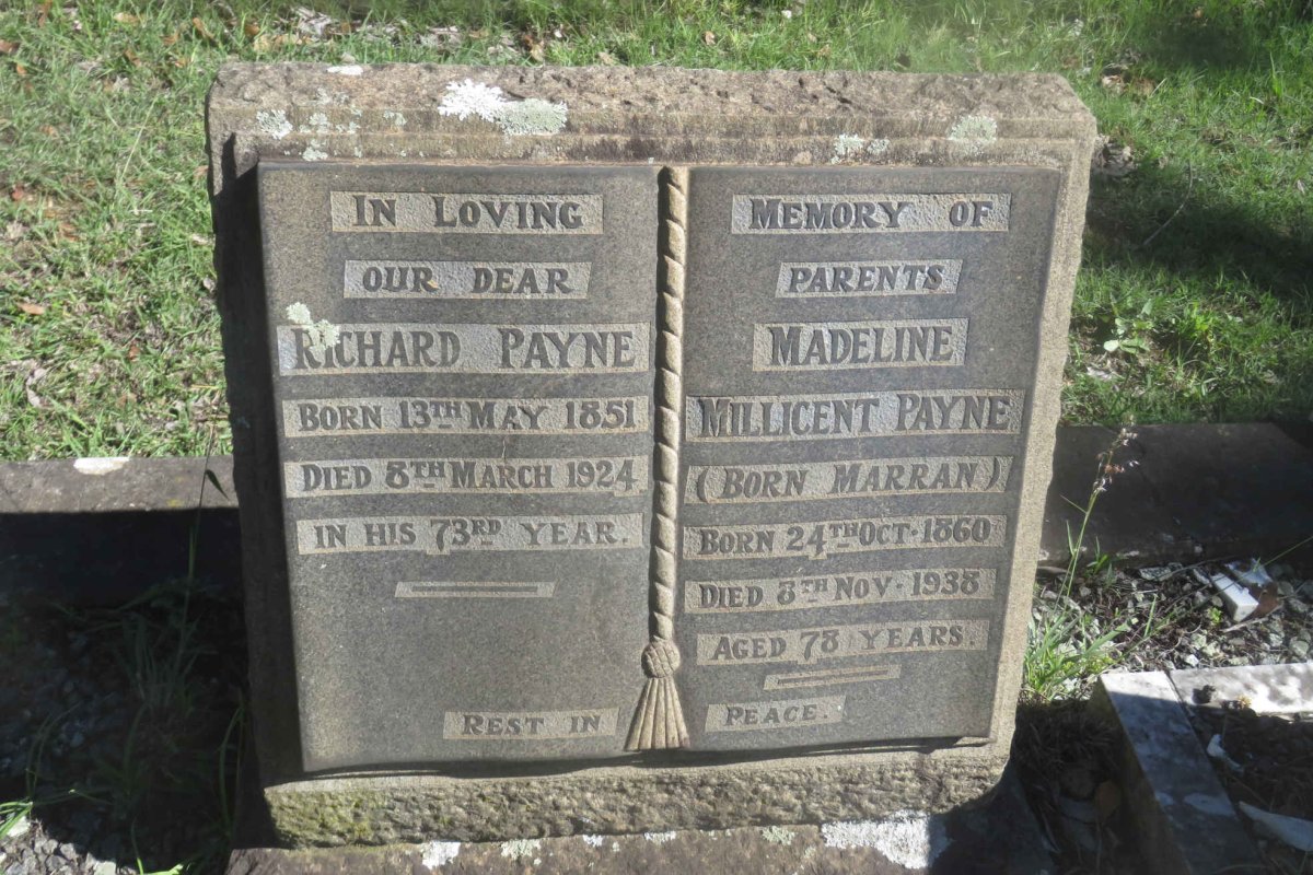 PAYNE Richard 1851-1924 &amp; Madeline Millicent MARRAN 1860-1938