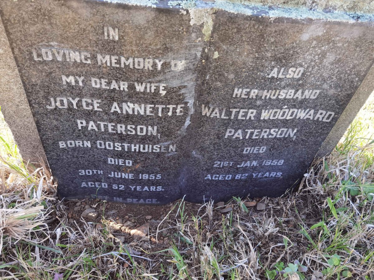 PATERSON Walter Woodward -1958 &amp; Joyce Annette OOSTHUISEN -1955