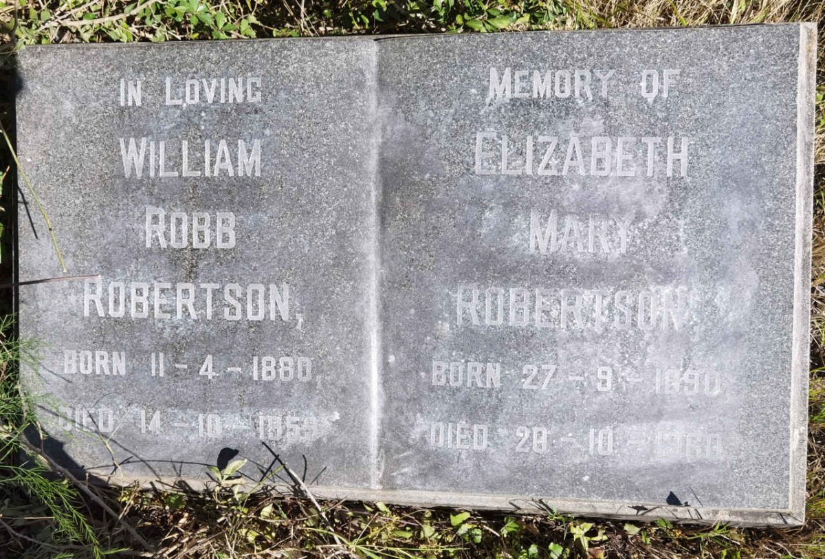 ROBERTSON William Robb 1880-1959 & Elizabeth Mary 1890-1960