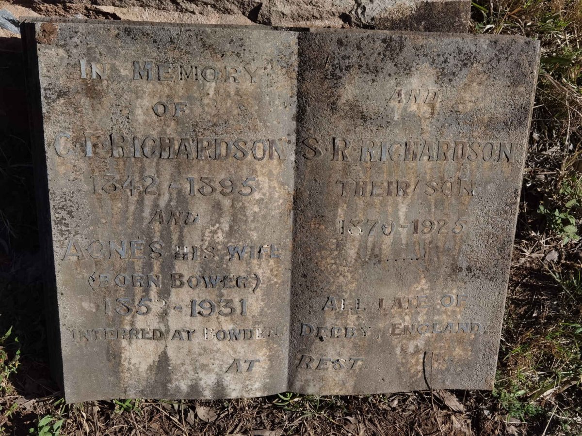 RICHARDSON C.F. 1842-1895 &amp; Agnes BOWER 1852-1931 :: RICHARDSON S.R. 1870-1925