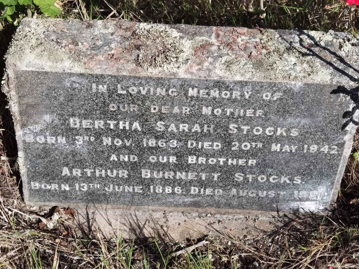 STOCKS Bertha Sarah 1863-1942 :: STOCKS Arthur Burnett 1886-1891