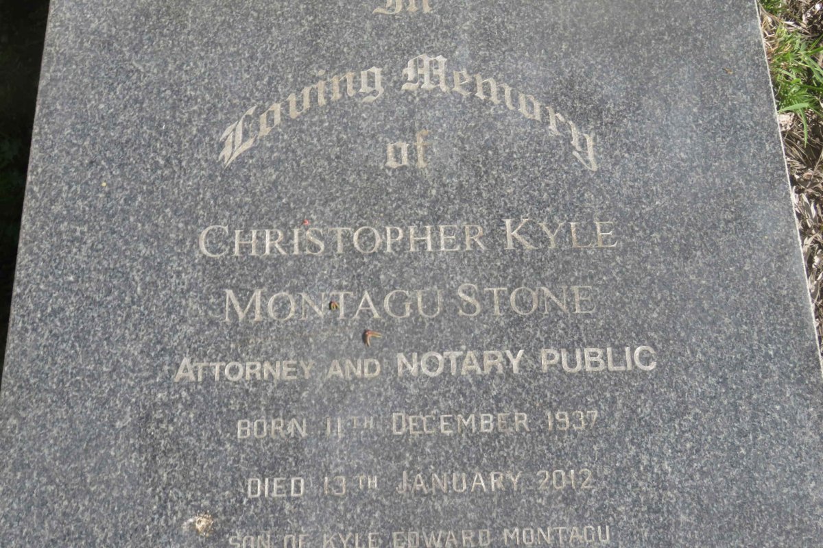 STONE Christopher Kyle Montagu 1937-2012