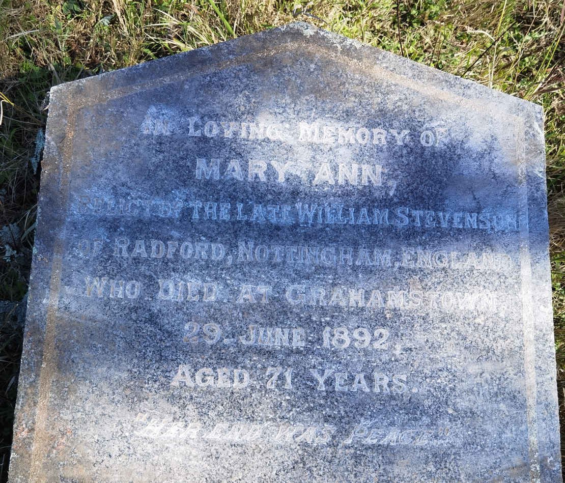 STEVENSON Mary Ann -1892