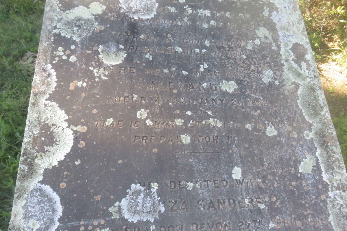 SANDERS ? 18??-187? &amp; Eliza 18??-1906 :: SANDERS Alexander 1851-1852