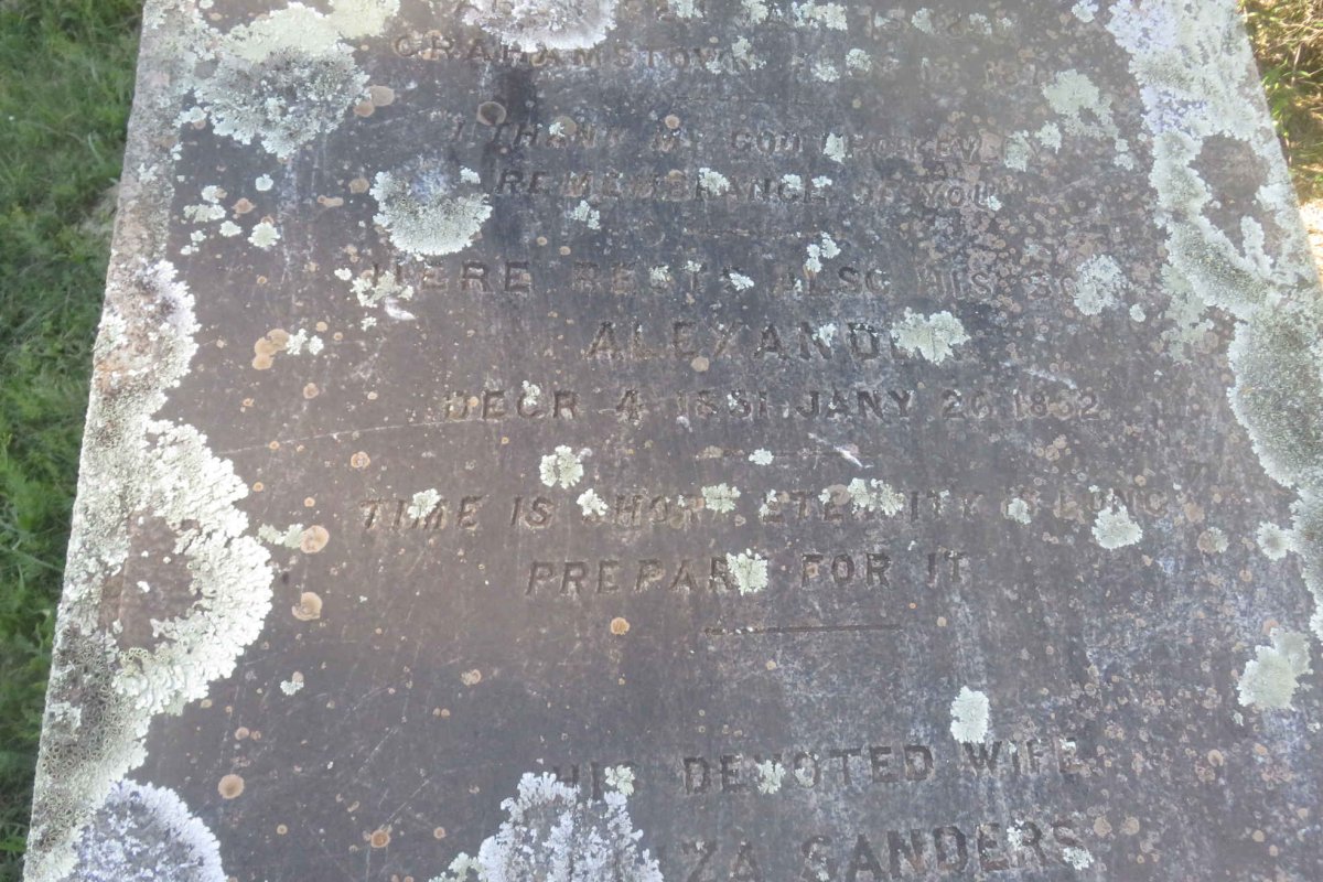 SANDERS ? 18??-187? &amp; Eliza 18??-1906 :: SANDERS Alexander 1851-1852