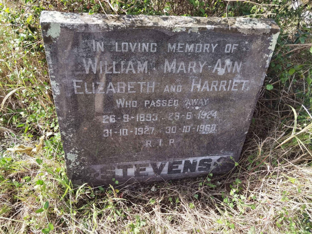 STEVENS William -1893 :: STEVENS Mary-Anne -1924 :: STEVENS Elizabeth -1927 :: STEVENS Harriet -1960