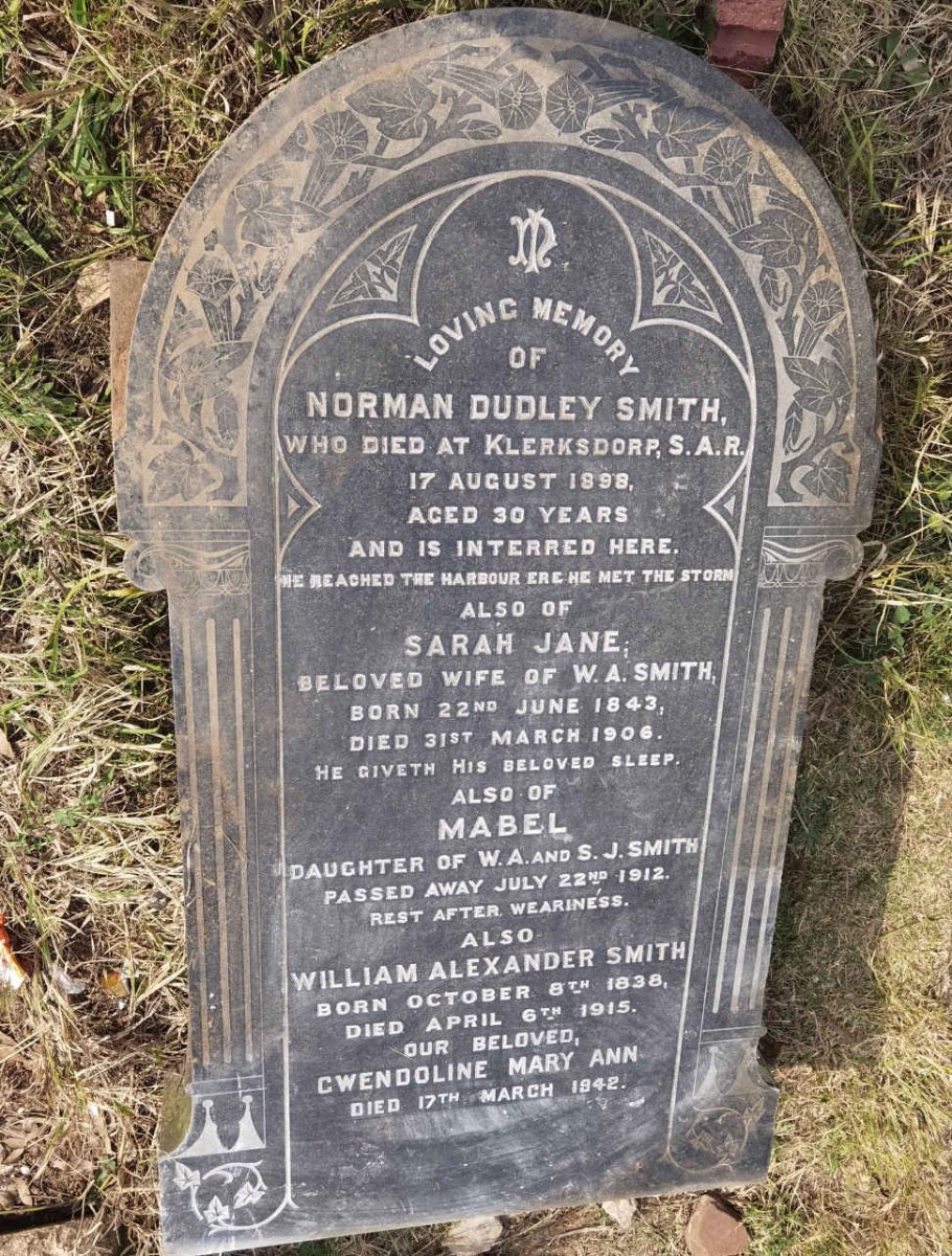 SMITH William Alexander 1838-1915 &amp; Sarah Jane 1843-1906 :: SMITH Norman Dudley -1898 :: SMITH Mabel -1912 :: SMITH Gwendoline Mary Ann -1942