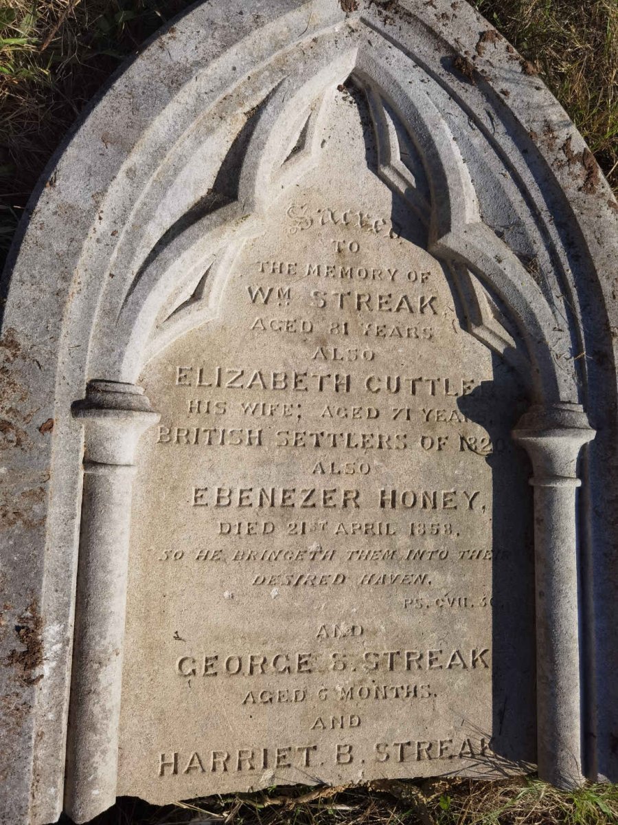 STREAK William & Elizabeth CUTTLER :: HONEY Ebenezer -1858 :: STREAK George S. :: STREAK Harriet B. :: STREAK Charles E. _1