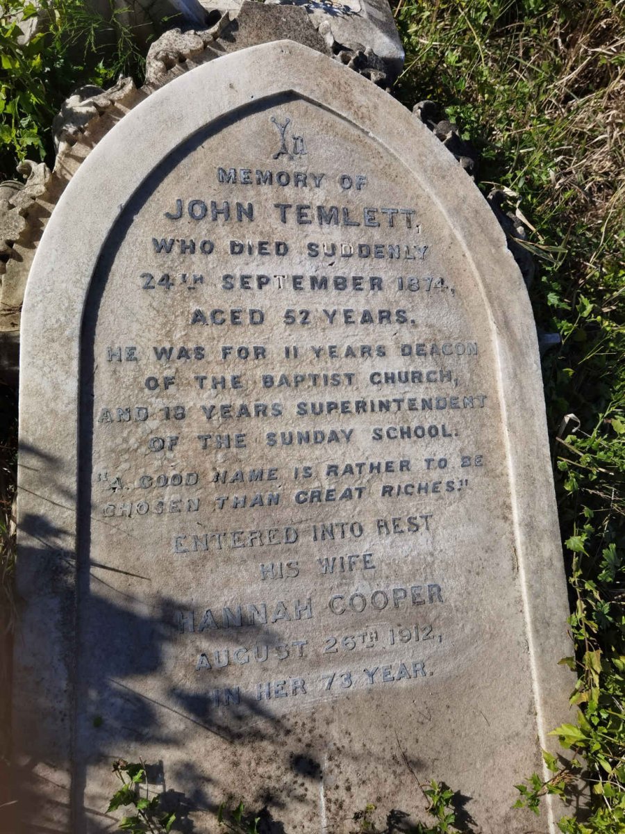 TEMLETT John -1874 &amp; Hannah COOPER -1912