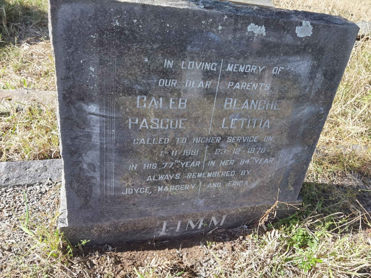 TIMM Caleb Pascoe -1961 &amp; Blanche Letitia -1976