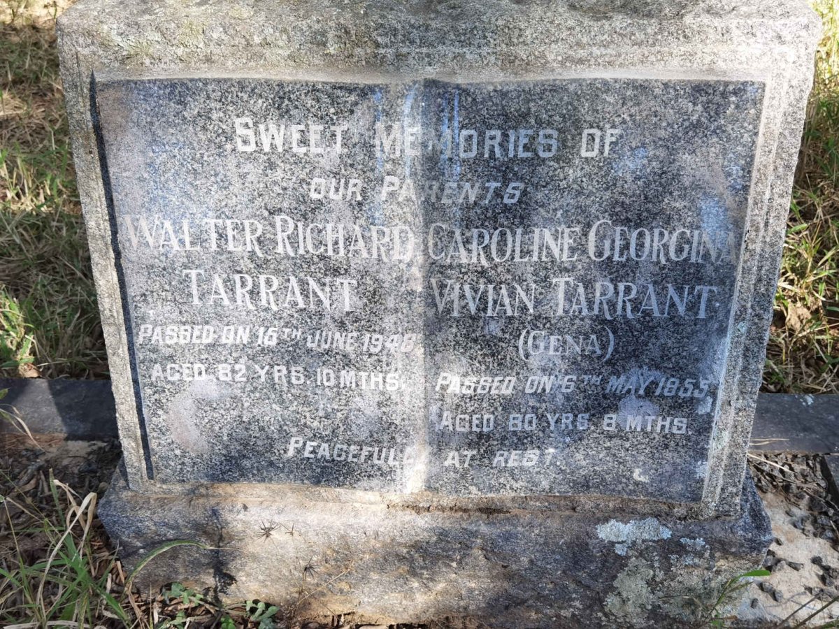 TARRANT Walter Richard -1948 &amp; Caroline Georgina Vivian -1955