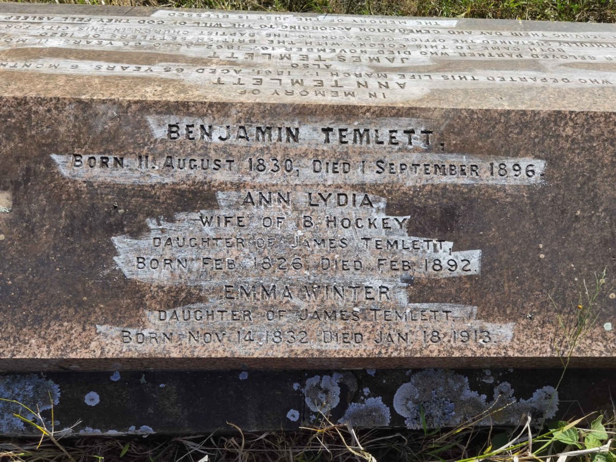TEMLETT Benjamin 1830-1896 :: HOCKEY Ann Lydia nee TEMLETT 1826-1892 :: WINTER Emma nee TEMLETT 1832-1913