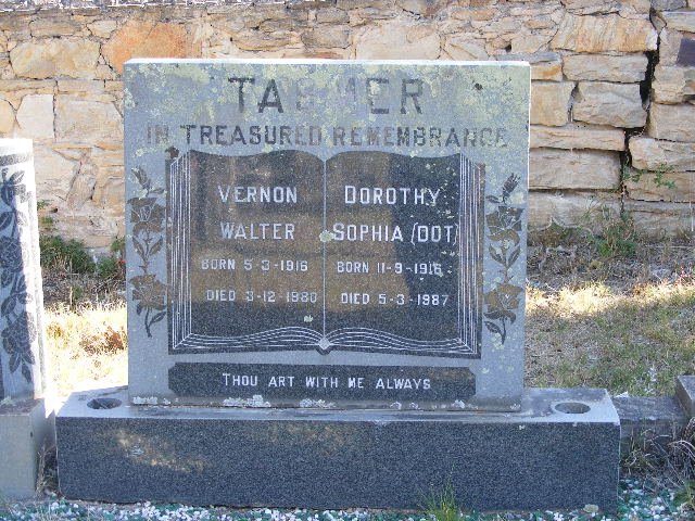 TASMER Vernon Walter 1916-1980 &amp; Dorothy Sophia 1916-1987